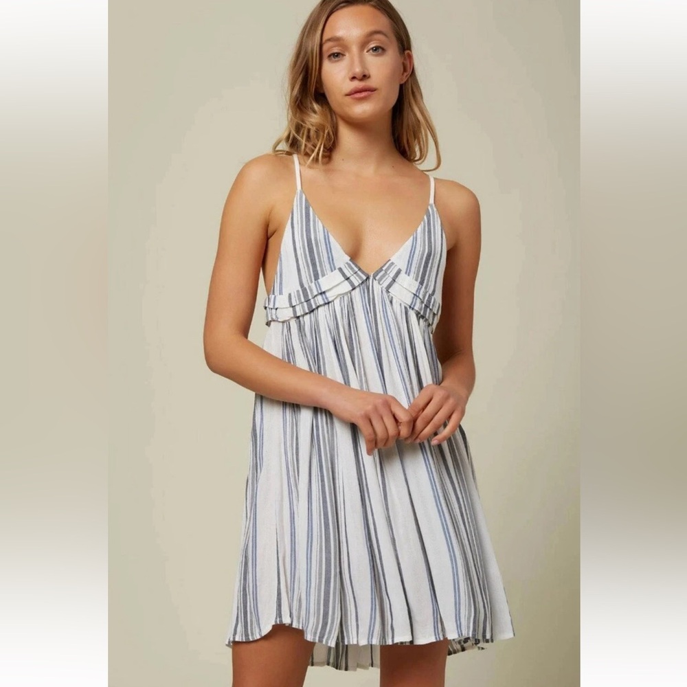O'Neill Saltwater Solids Blue and White Striped Dress Adjustable Straps